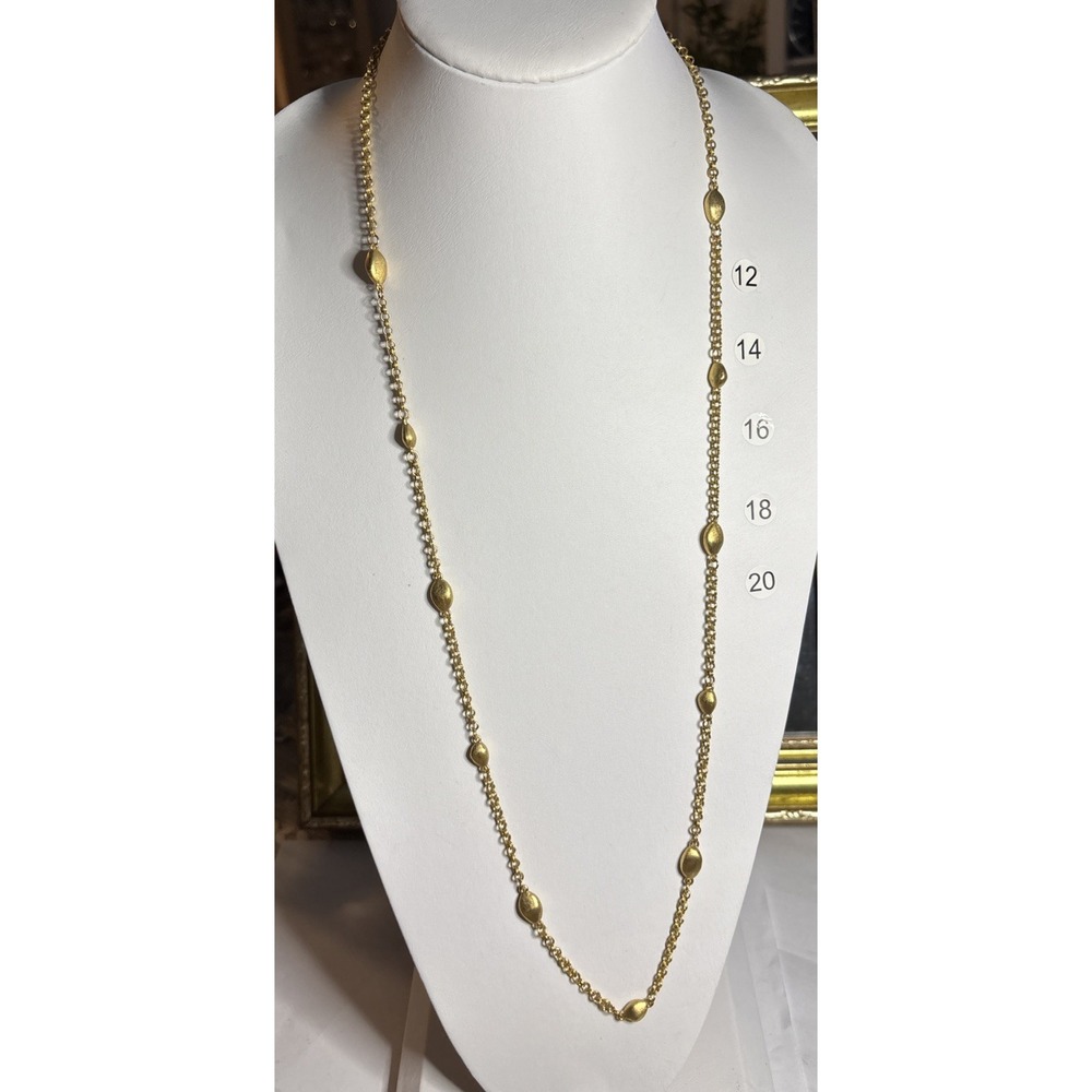 Etienne Aigner Gold Tone Station Necklace Textured Oval Beads Designer Signed